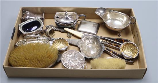 A small collection of silver, silver-mounted and plated items.